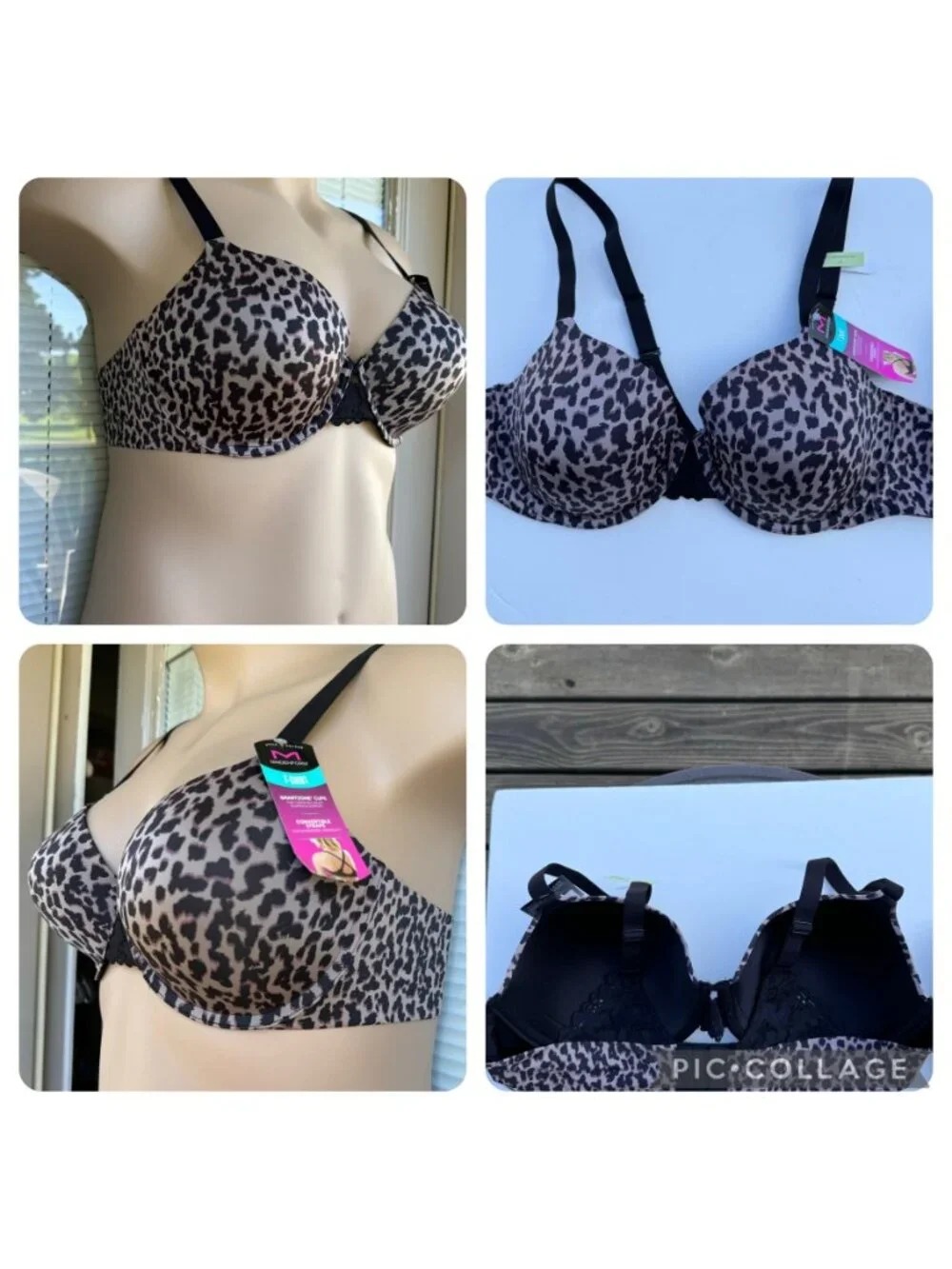 Maidenform 36C T-Shirt Bra SmartZone Cups & Convertible Straps Leopard Print - Picture 4 of 16